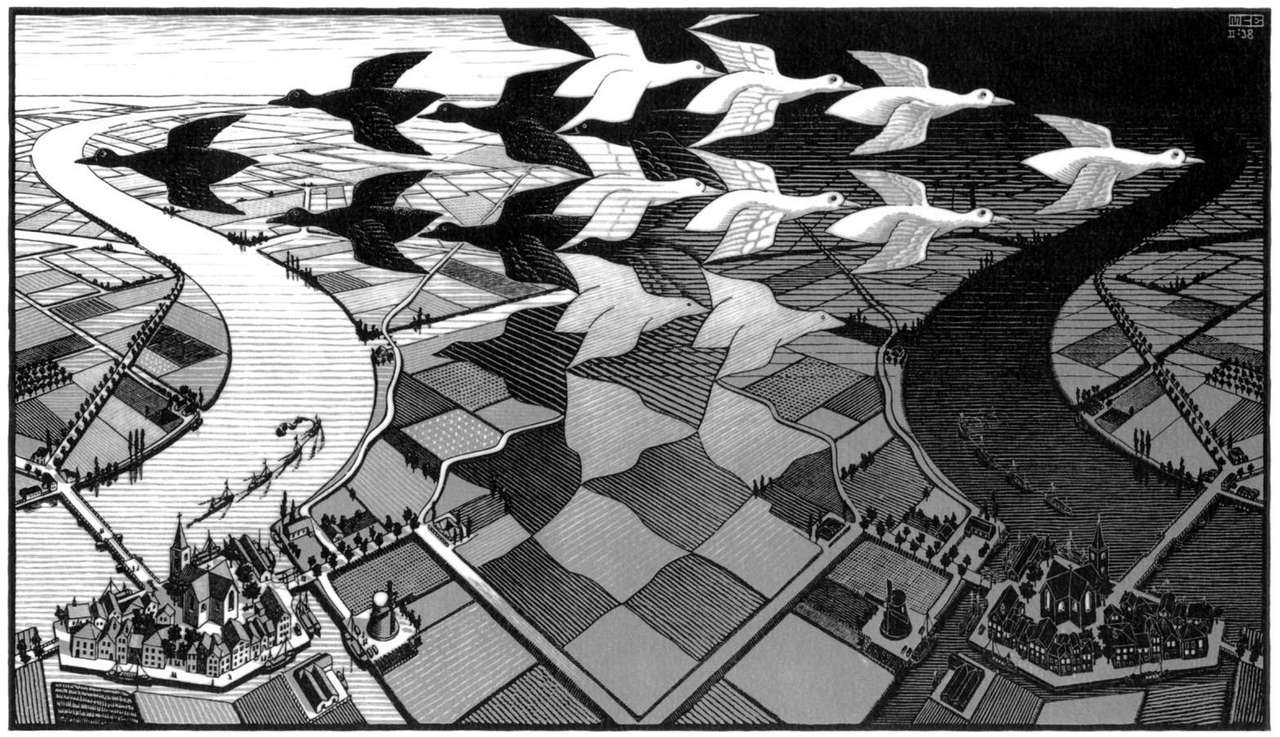 Día y noche de M.C. Escher rompecabezas en línea