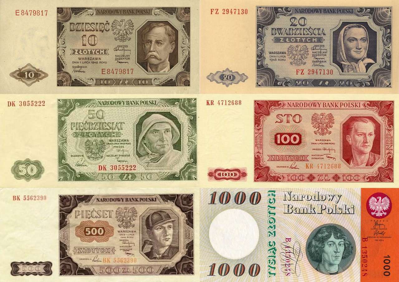 Polish banknotes puzzle online from photo