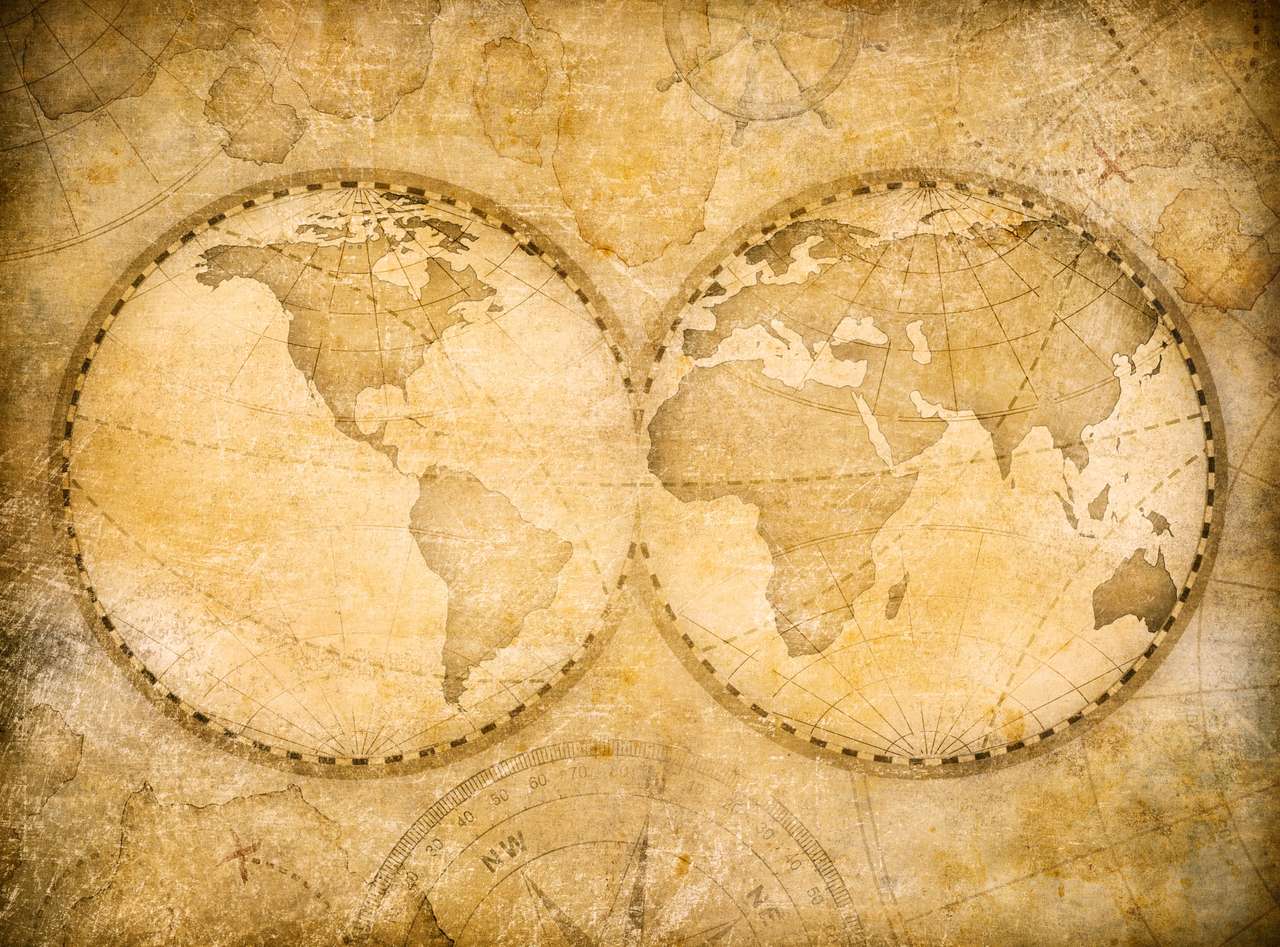 Old world map puzzle online from photo