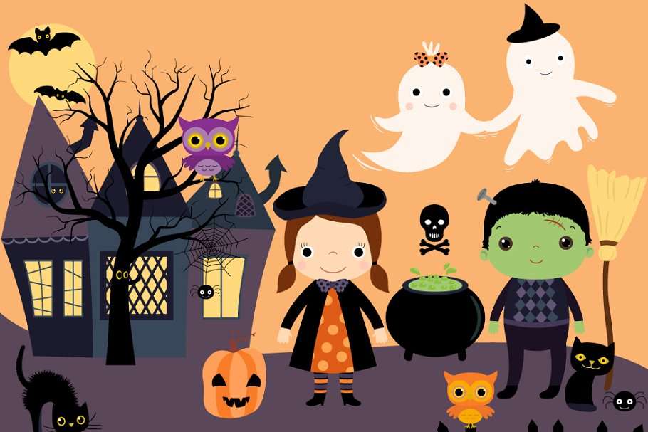 Crianças de halloween puzzle online