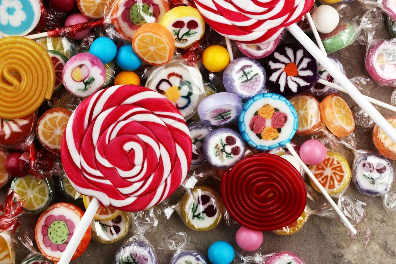 cukorka zselével és cukorral. puzzle online fotóról