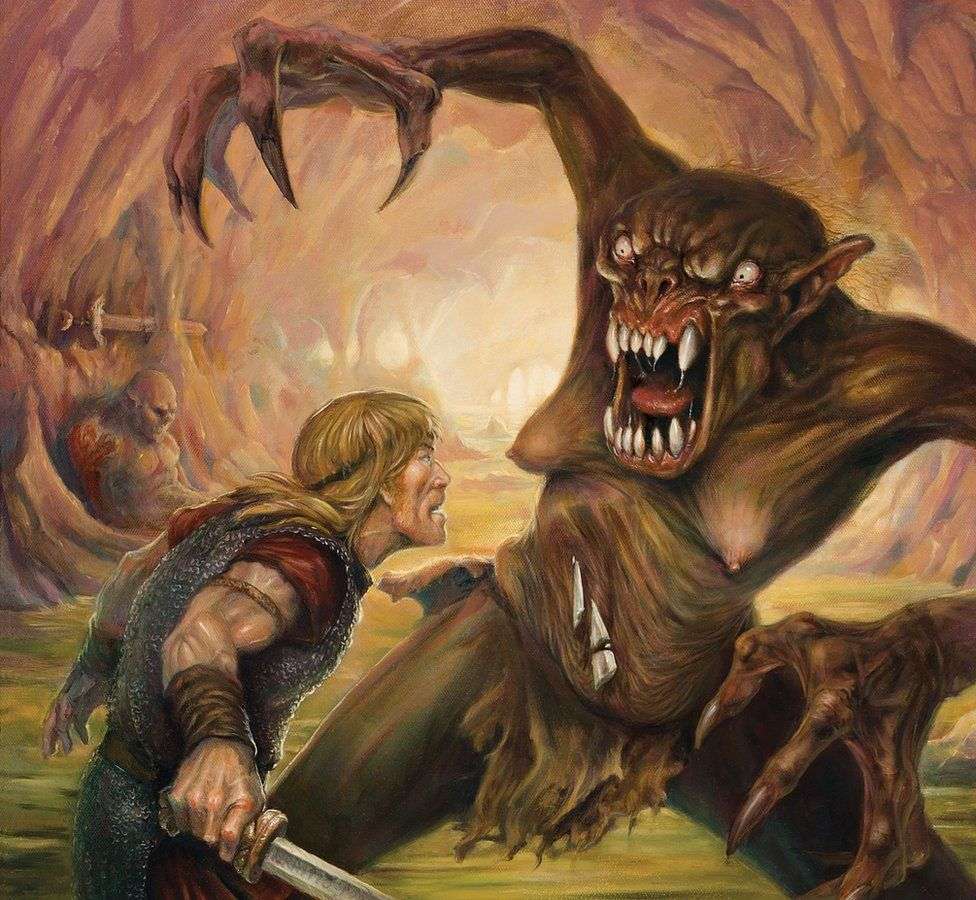 Beowulf vecht tegen Grendel online puzzel