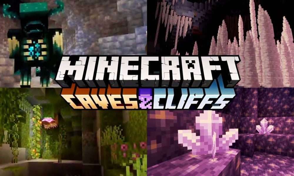 Minecraft-grotten en -kliffen puzzel online van foto