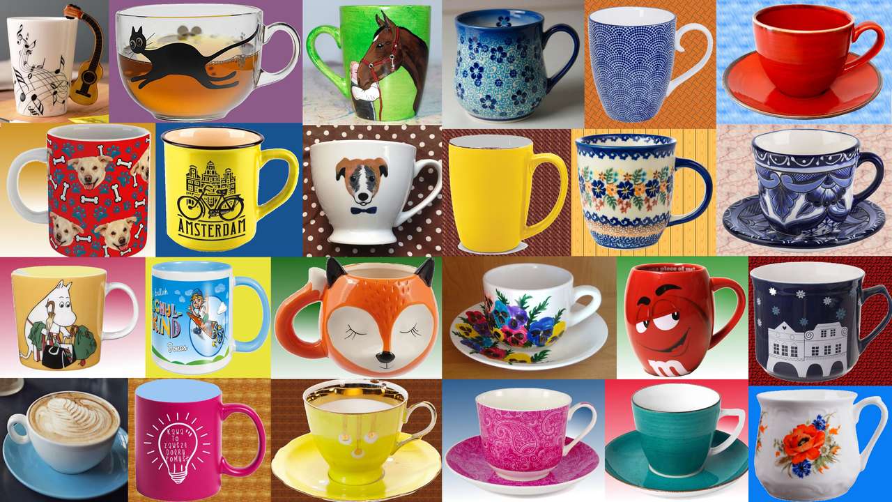 Mugs and cups puzzle online from photo
