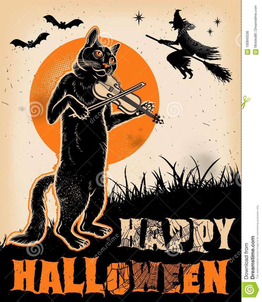 Pisica de Halloween puzzle online