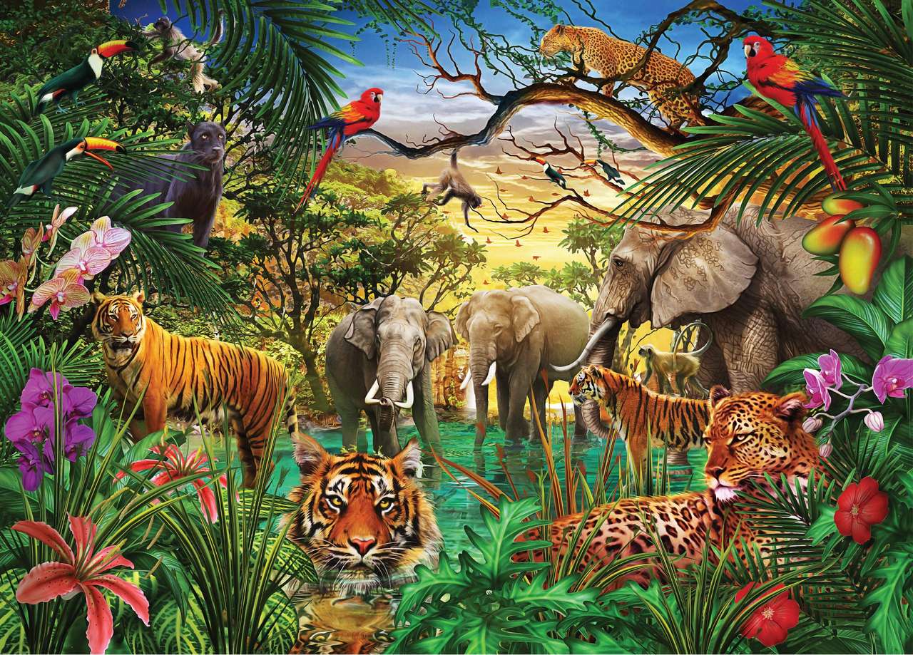 кралят на слоновете на джунглата онлайн пъзел от снимка
