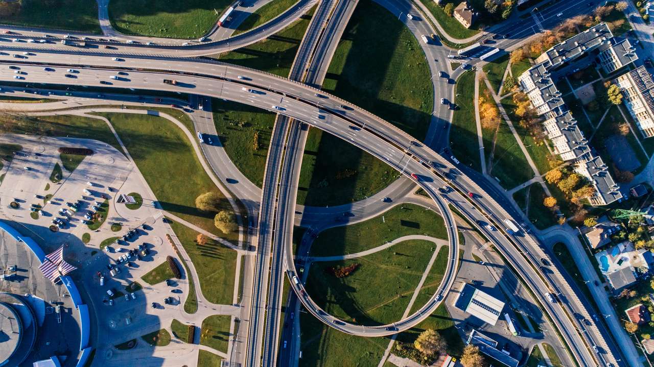 Αυτοκινητόδρομος, drone παζλ online από φωτογραφία