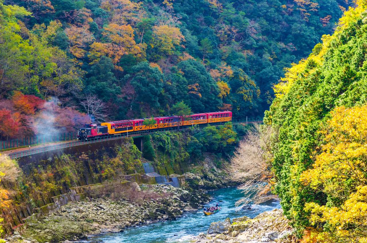 Colorful train in Japa online puzzle