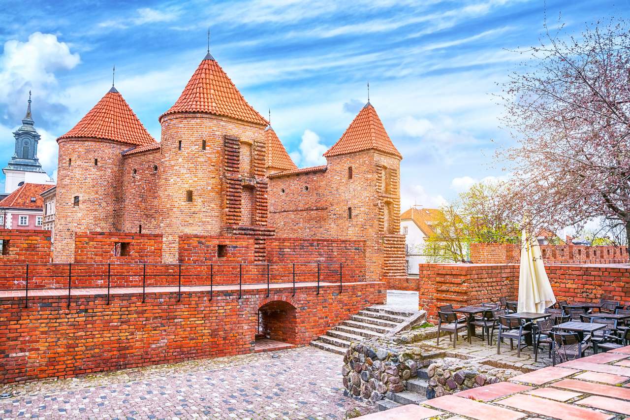 Barbican fortress in the center of Warsaw puzzle online from photo