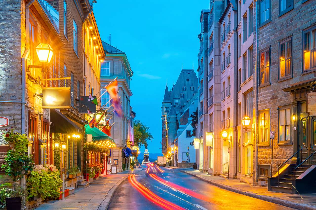 Old town area in Quebec city, Canada at twilight online puzzle
