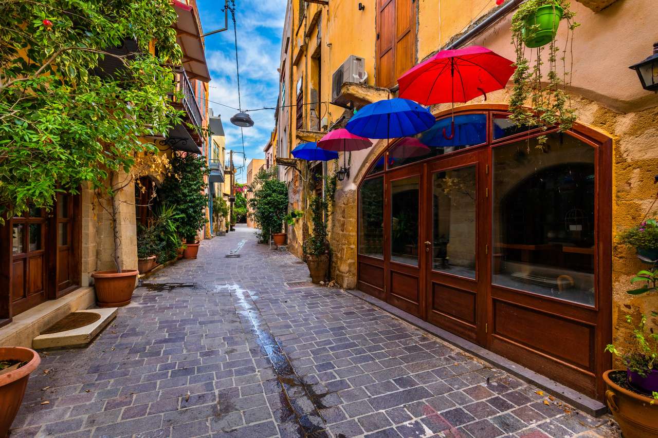 Strada nella città vecchia di Chania, Creta, Grecia puzzle da foto