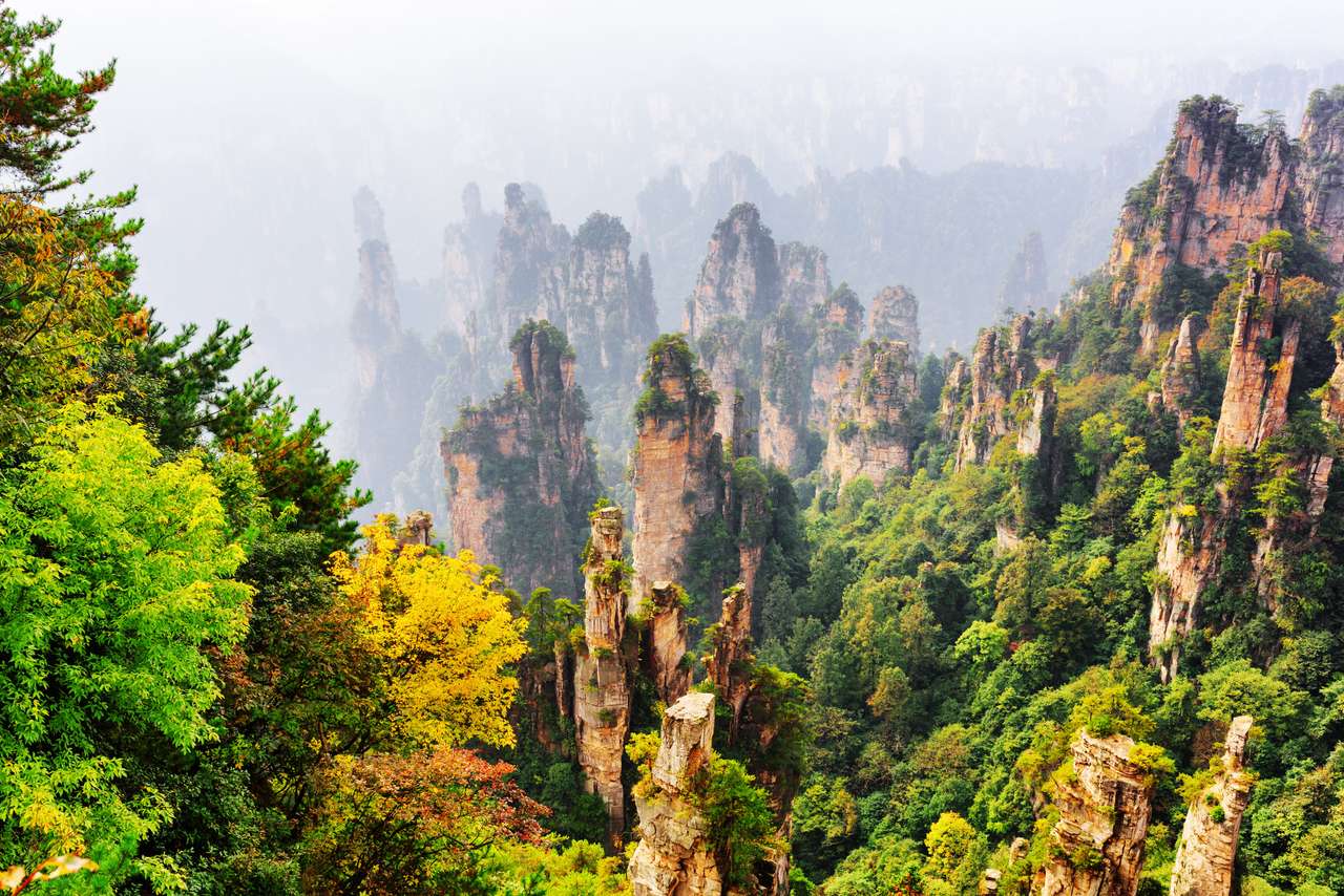 Parco forestale nazionale, provincia di Hunan, Cina puzzle online da foto