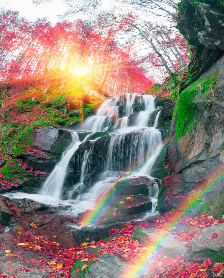 famous alpine beautiful waterfall Borzhava online puzzle