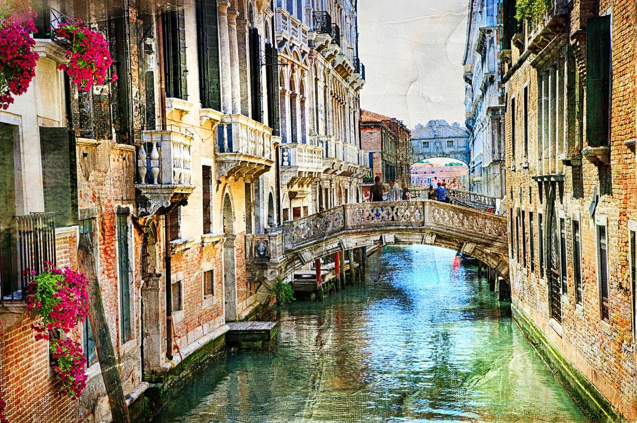Romantické benátské zámky - umělecká díla v malířském stylu online puzzle