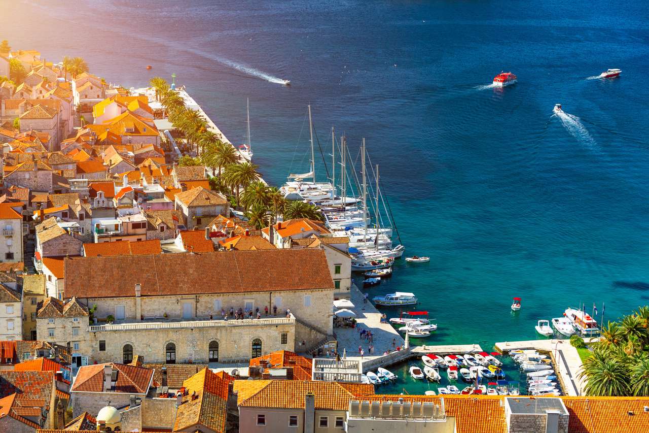 archipelago in front of town Hvar, Croatia puzzle online from photo