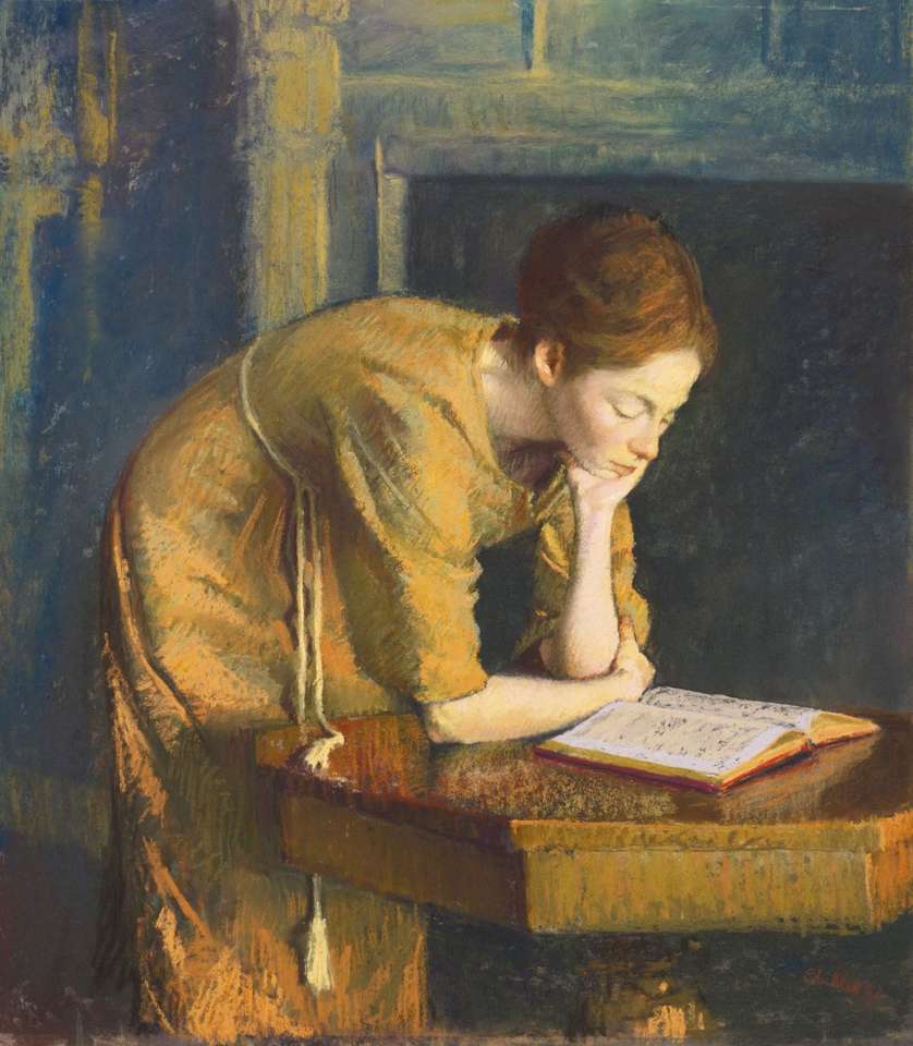 dívka čtení puzzle online z fotografie