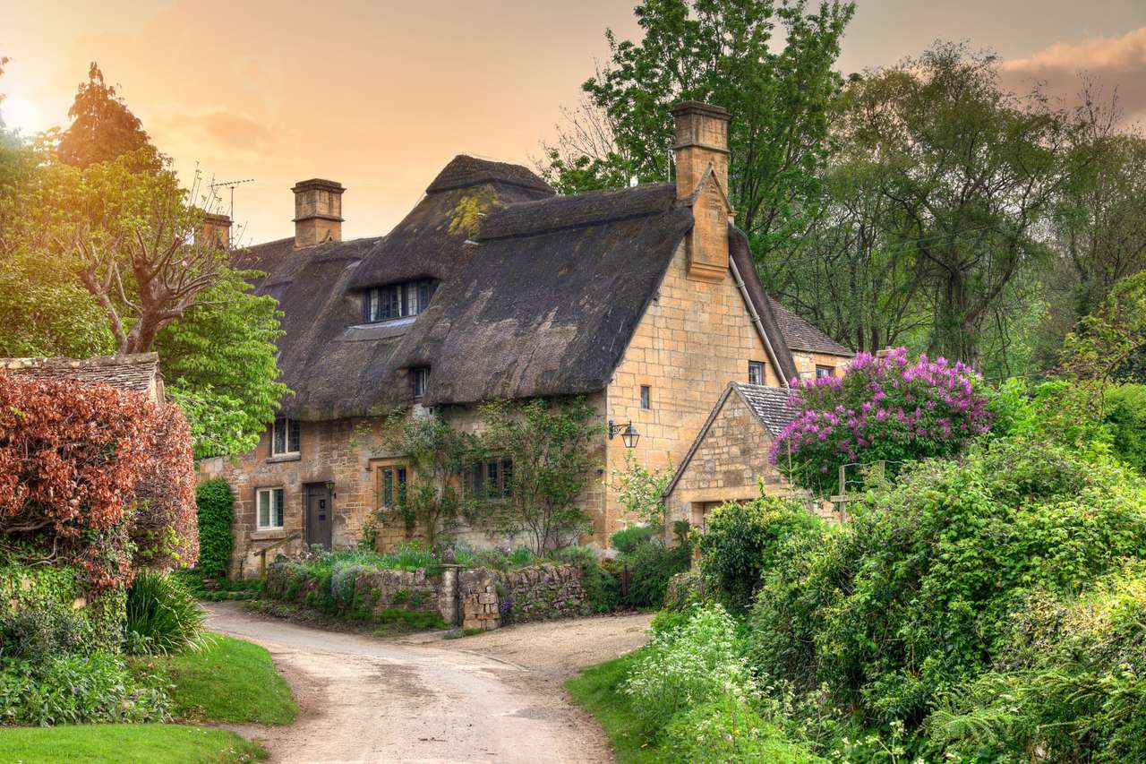 Cotswold huisje in Stanton, Gloucestershire puzzel online van foto