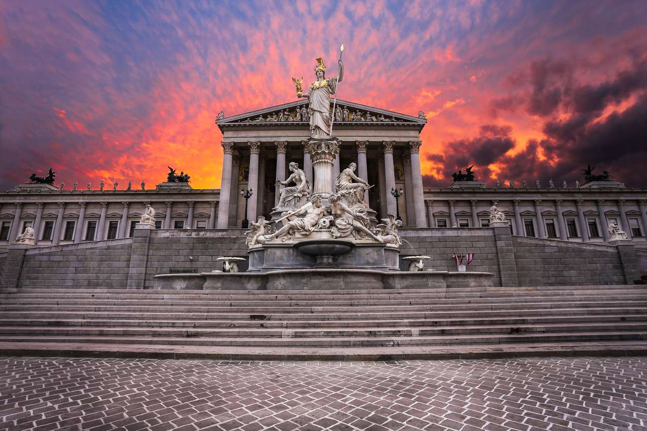 Κτήριο του αυστριακού κοινοβουλίου στη Βιέννη παζλ online από φωτογραφία