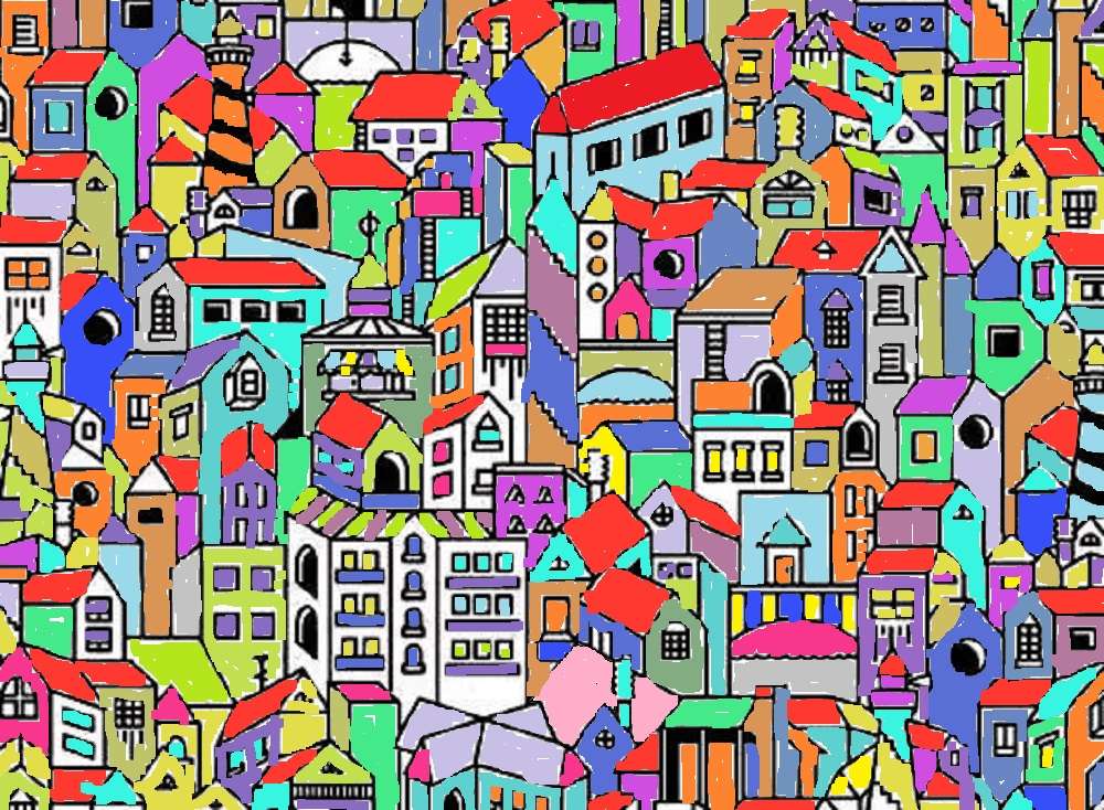 casas coloridas ... como podem ver! puzzle online a partir de fotografia