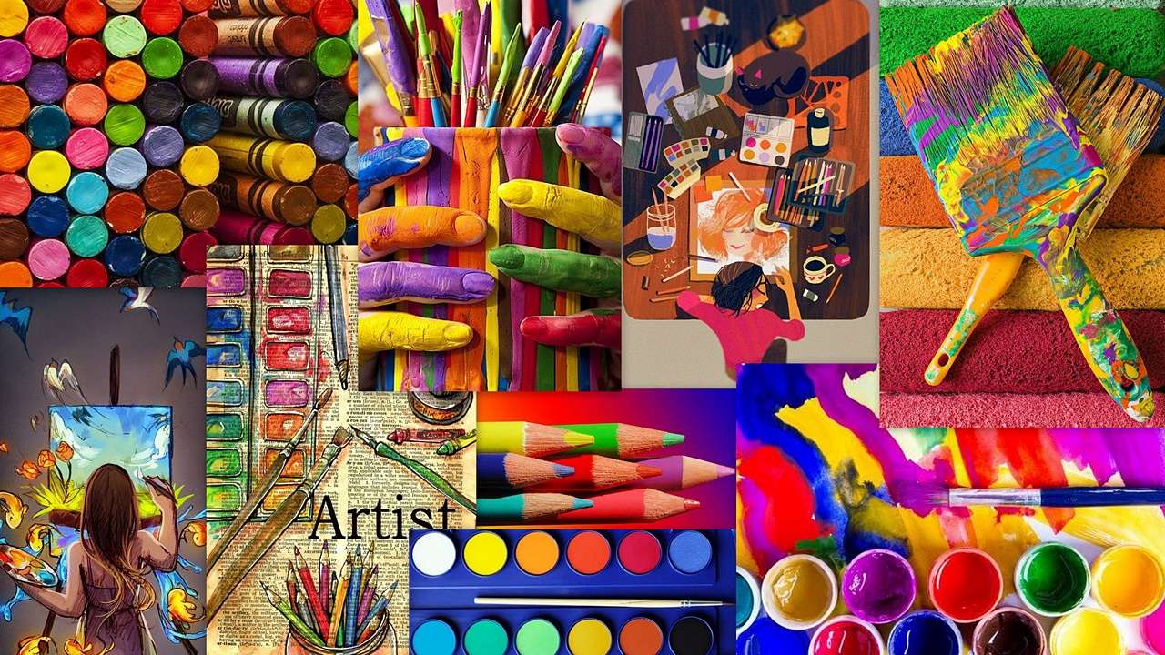 Crayons - paints puzzle online from photo