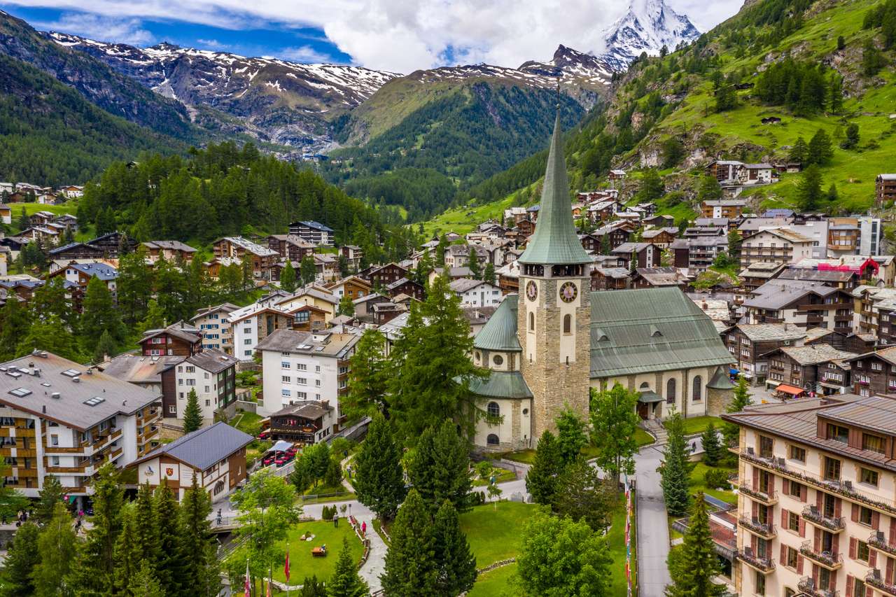 Долина Церматт і вершина Маттерхорн, Швейцарія скласти пазл онлайн з фото