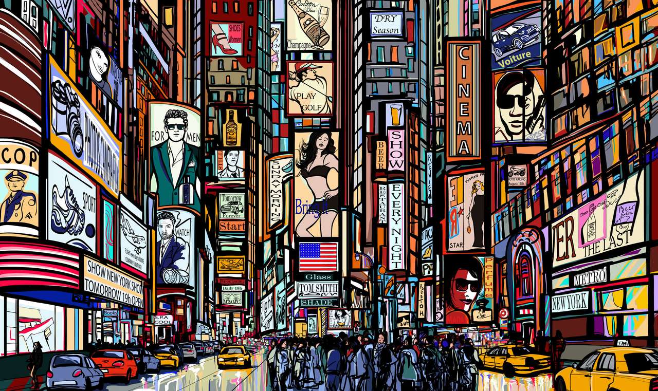 Illustration of a street in New York city puzzle online from photo