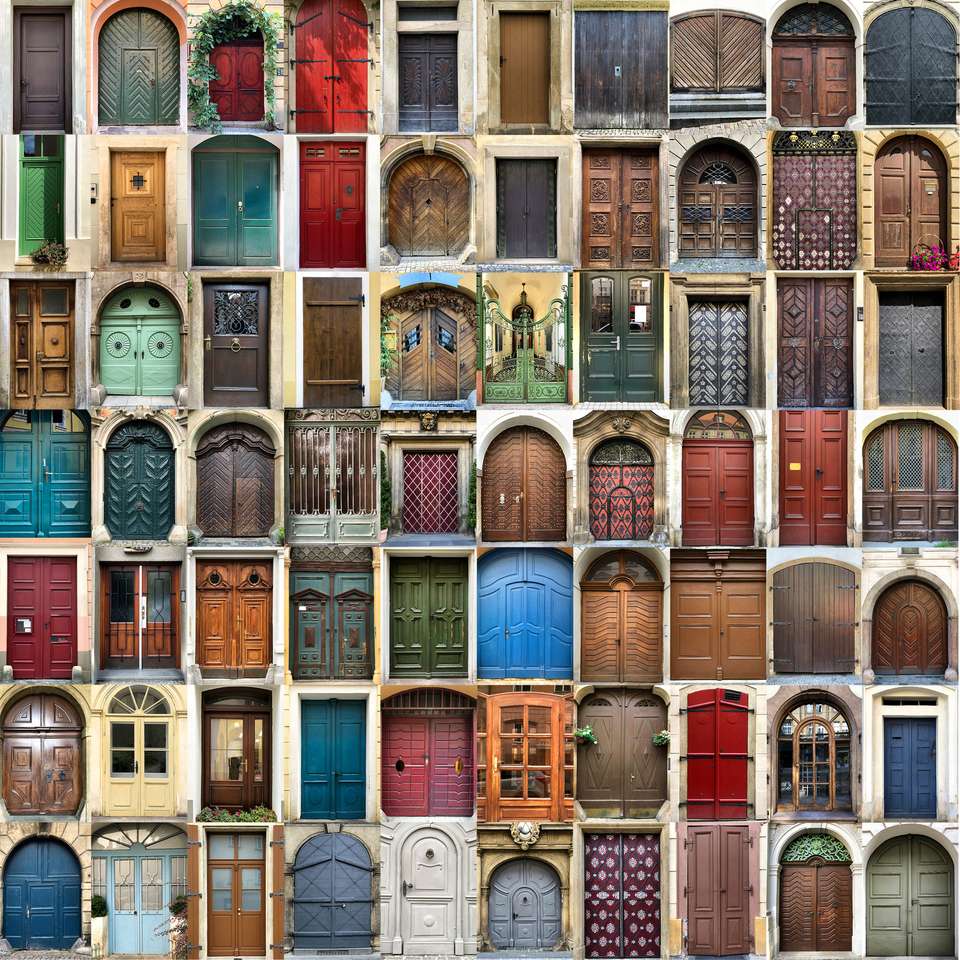 Sada různých historických vstupních dveří puzzle online z fotografie