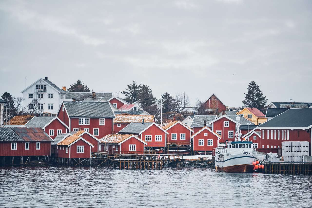 Рибарско селище Рейне, Норвегия онлайн пъзел