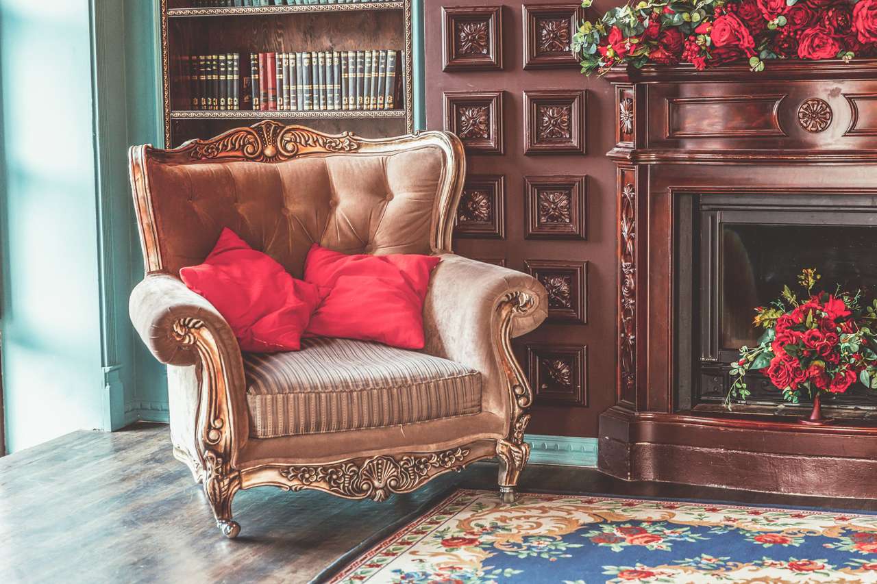 Luxury classic interior of home library online puzzle