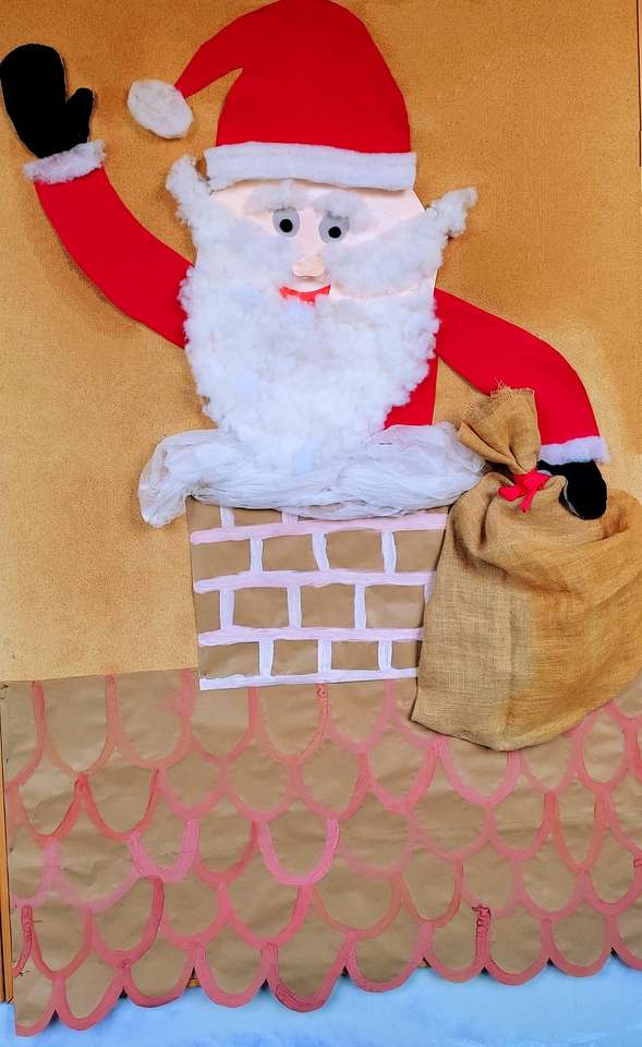 Papai Noel na chaminé puzzle online a partir de fotografia