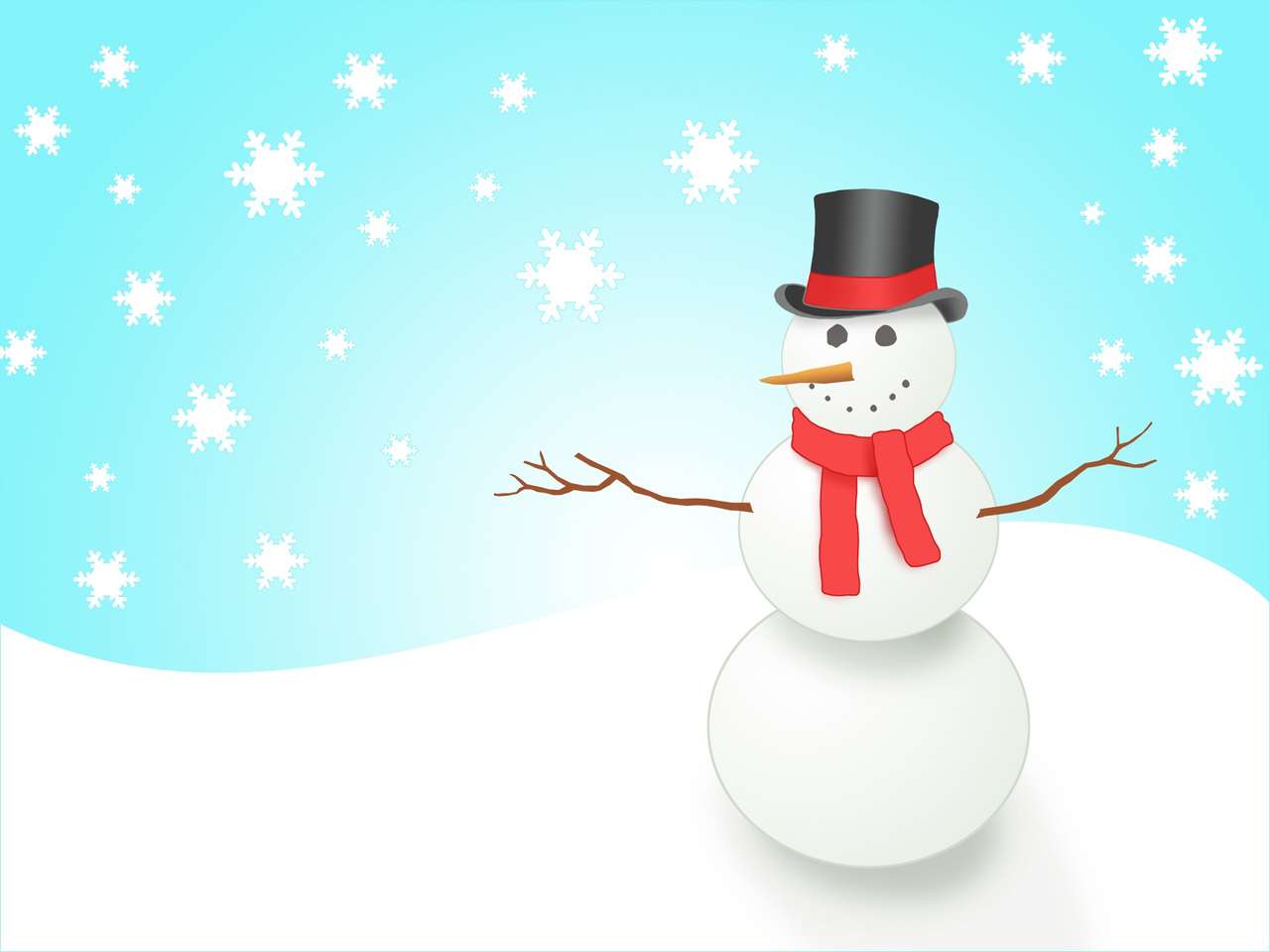Boneco de neve e flocos de neve puzzle online