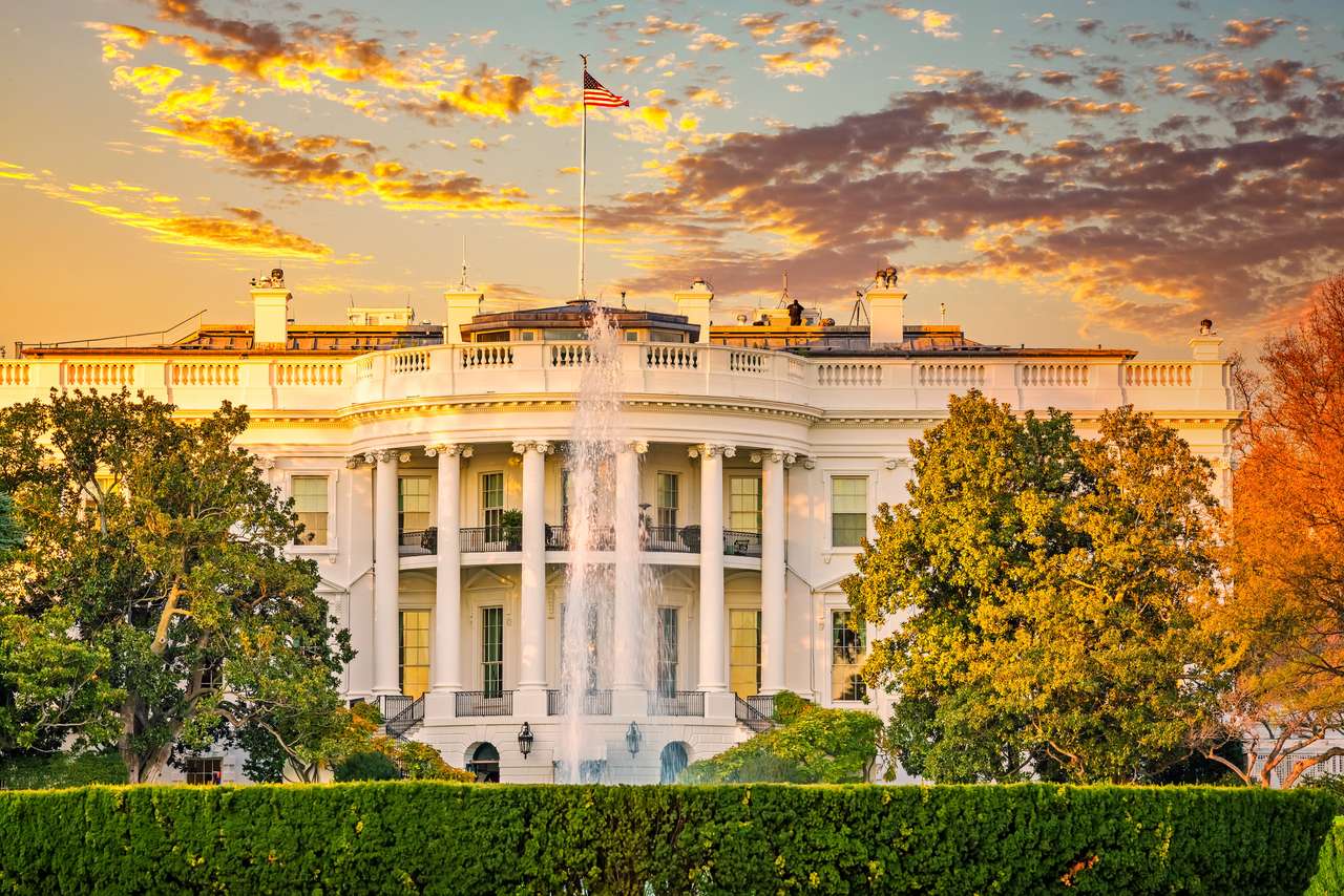 Белый дом на закате, Вашингтон, округ Колумбия пазл онлайн из фото