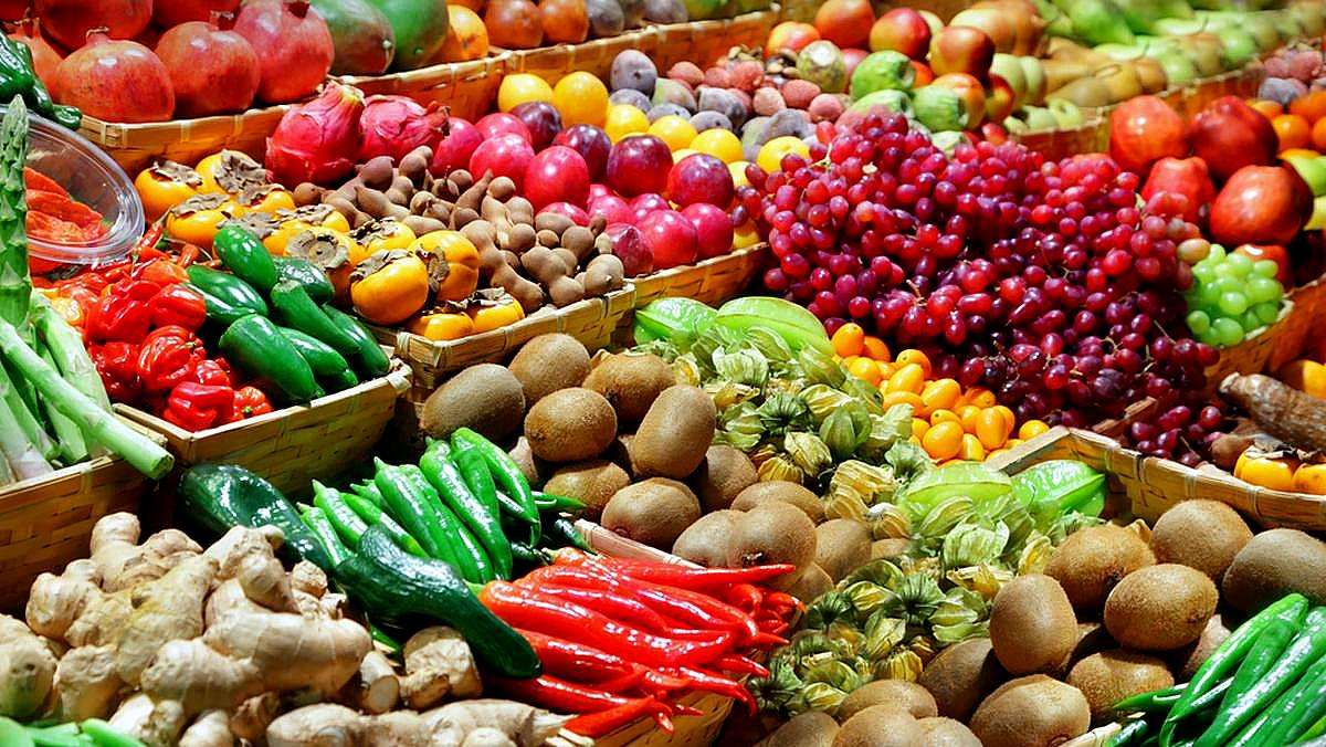 Λαχανικά και φρούτα online παζλ