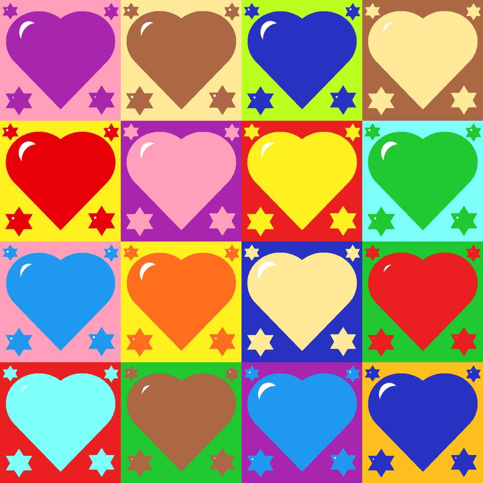 Hearts and stars puzzle online from photo