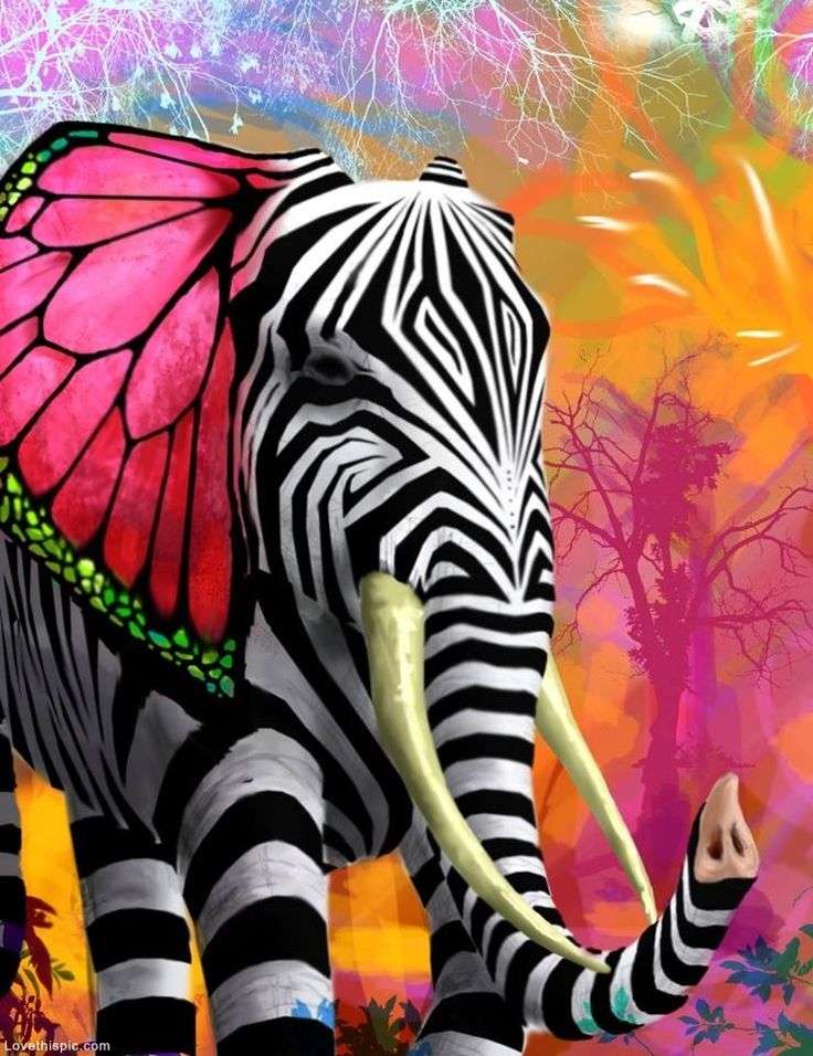 Éléphant coloré puzzle en ligne
