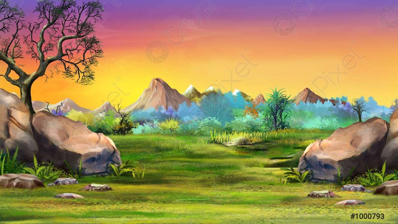 kleurrijk landschap online puzzel