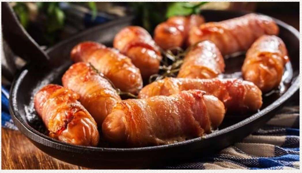 Salsichas embrulhadas em Bacon com Maple Syrup puzzle online a partir de fotografia