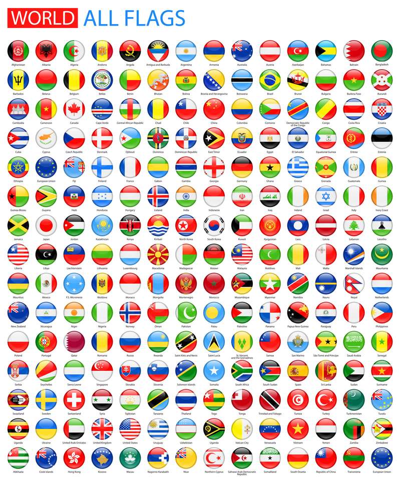 Всички световни векторни знамена онлайн пъзел
