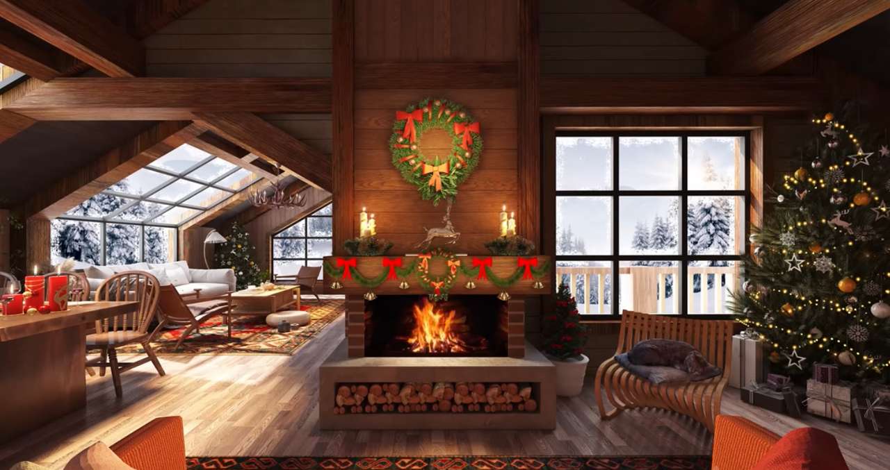 Wreath Over Fireplace puzzle online from photo