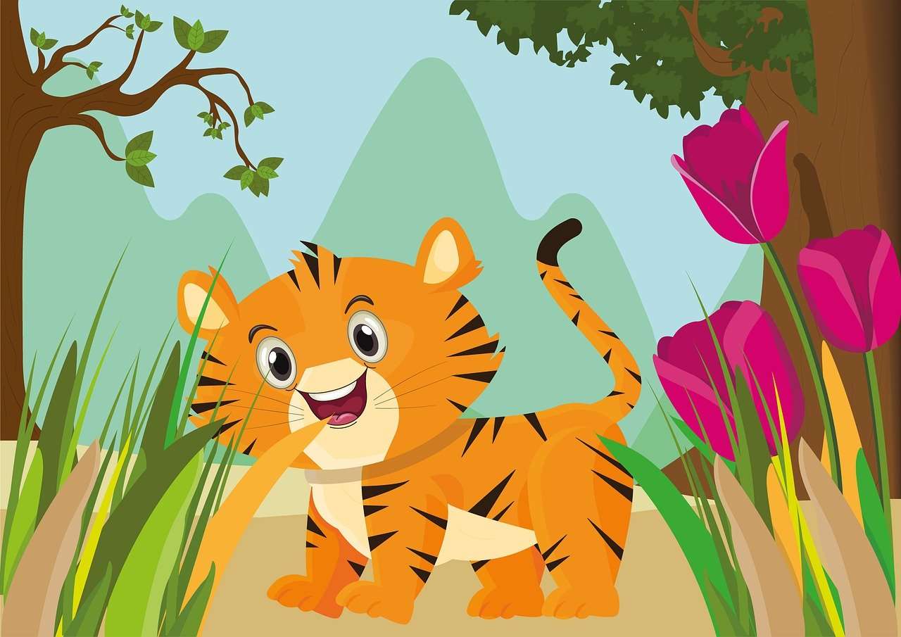 Cute tiger puzzle online from photo