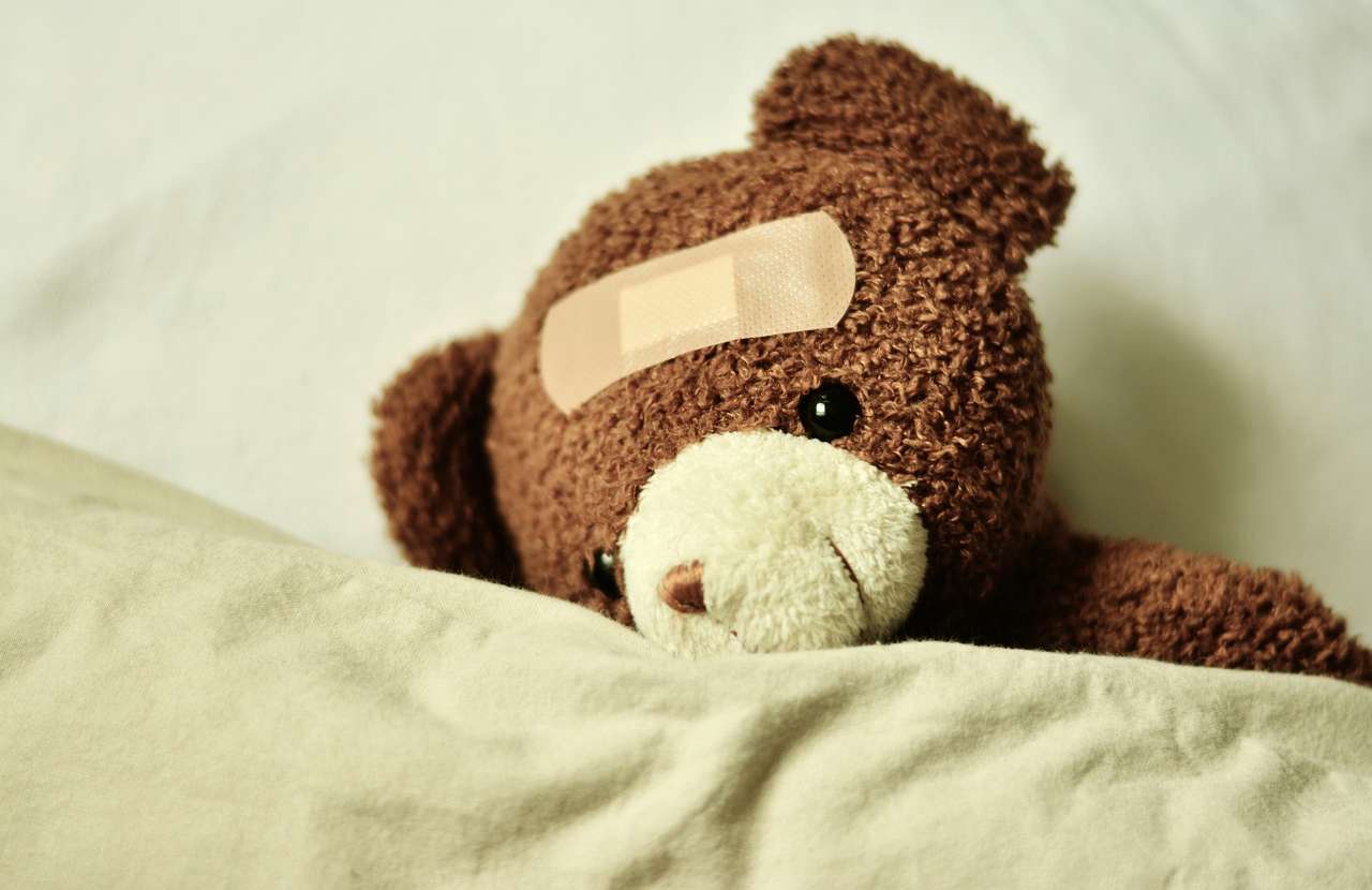 Teddy Bear στο κρεβάτι online παζλ