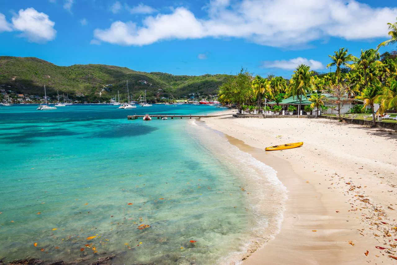 Beautiful beach of Bequia, St Vincent and the Grenadines online puzzle