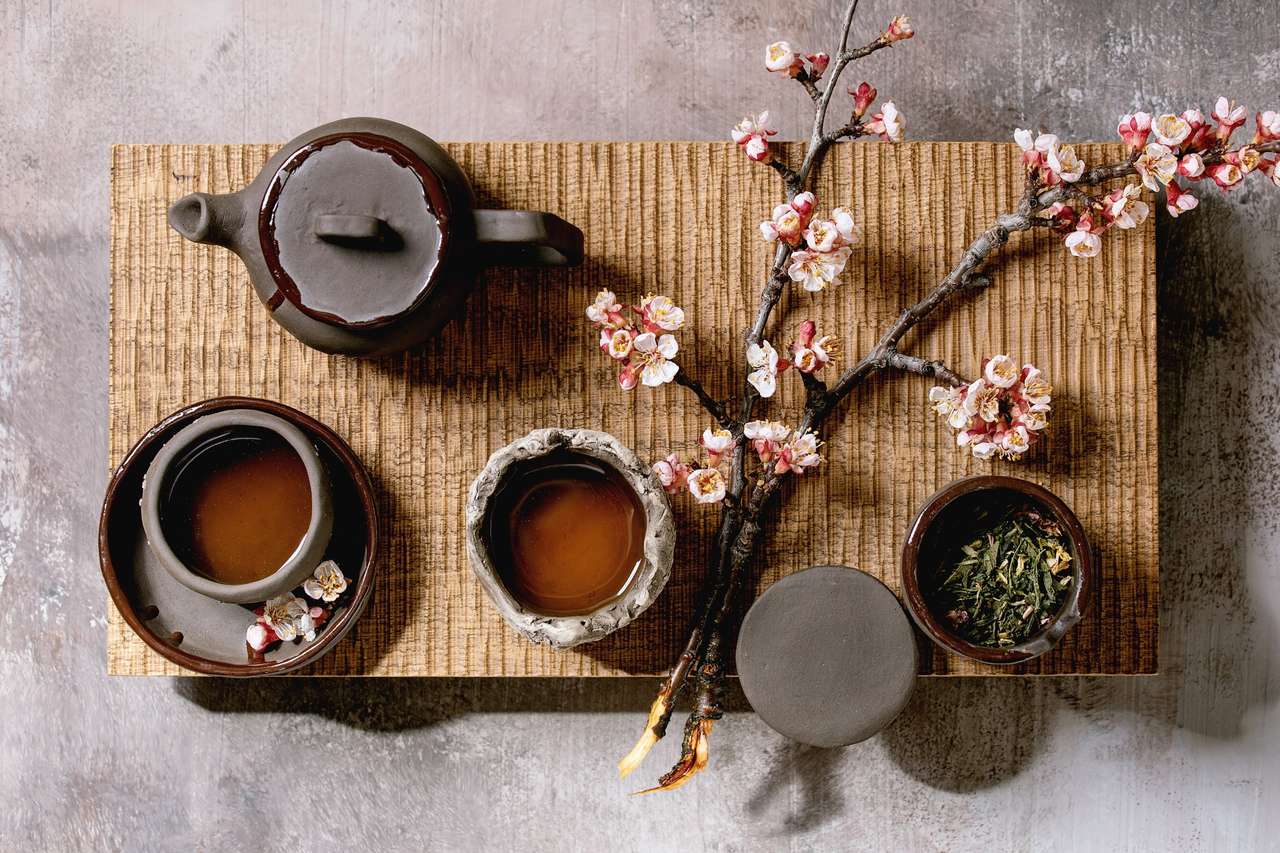Chá bebendo wabi sabi estilo japonês puzzle online