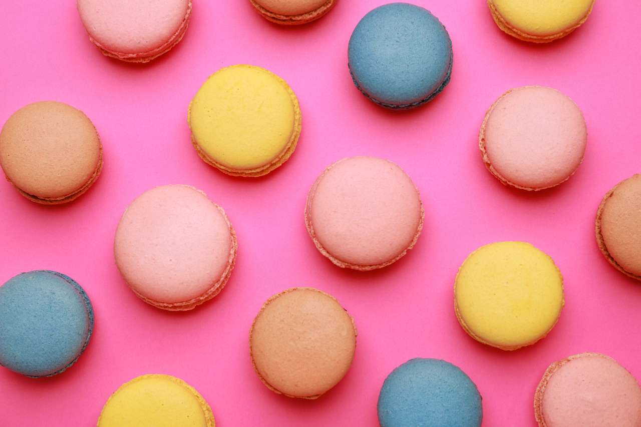 Different tasty macarons puzzle online from photo