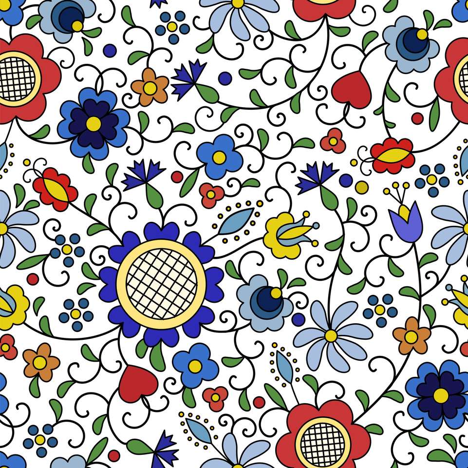 Kasjubiska blommiga folkmönster pussel online från foto