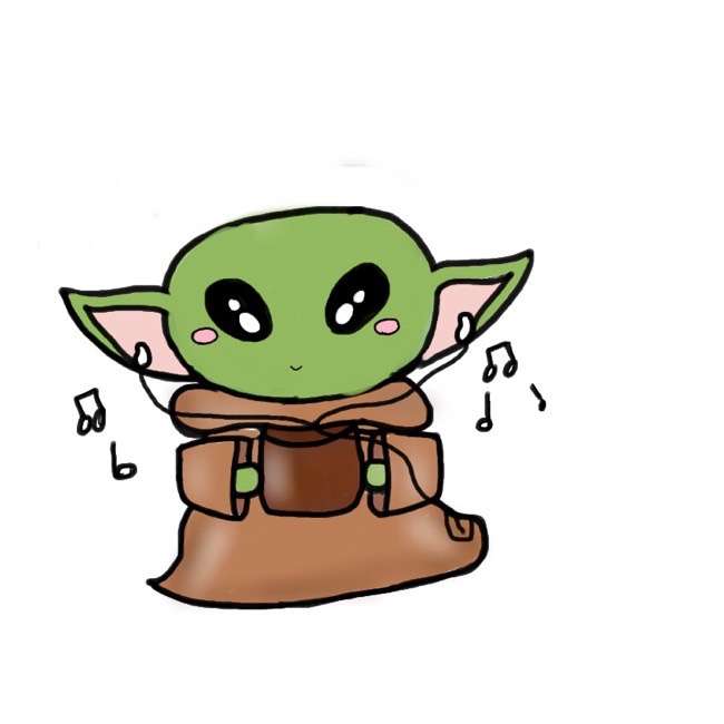 Baby Yoda W/ AirPods puzzle online from photo