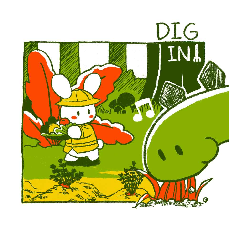Dr. Rabbit e Little Dinosaur: scavare puzzle online