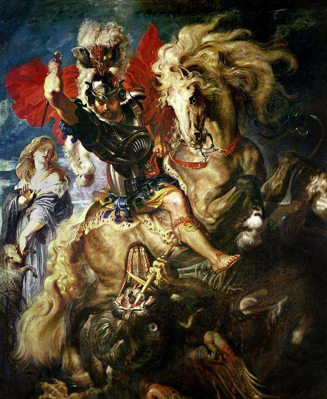 Peter-Paul-Rubens-Saint-George-A-The-Dragon. jpg puzzle online z fotografie