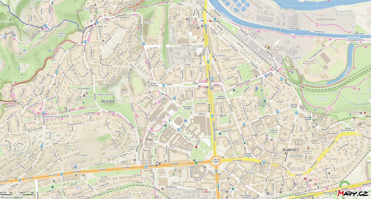 Dejvice, χάρτης της Πράγας παζλ online από φωτογραφία