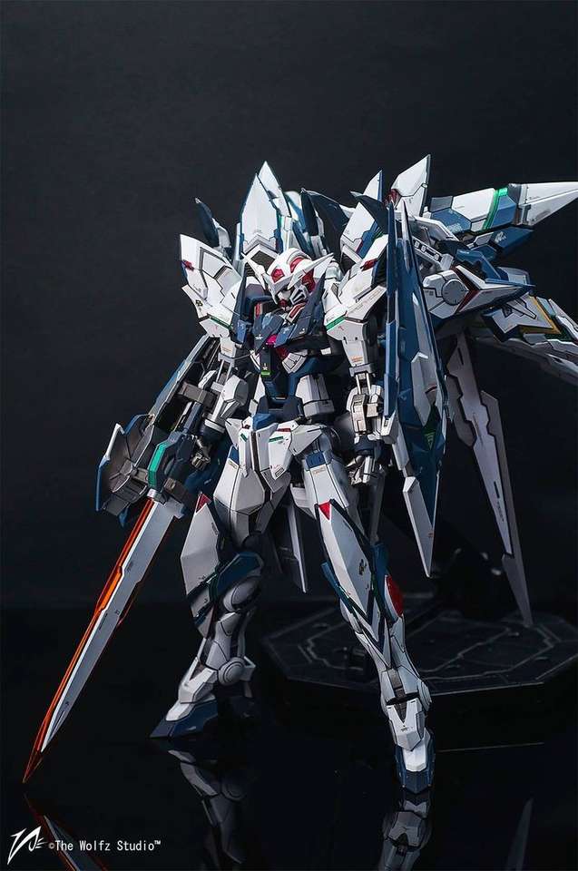 Gundam blått och vitt pussel online från foto